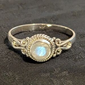 🆕 Artisan Rainbow Moonstone Ring Solid Sterling Silver Ring Size 11